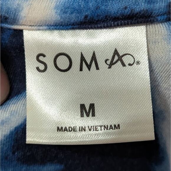 Soma Blue & White Cool Nights Button Up Short Sleeve Sleep Shirt Size Medium - Picture 5 of 8